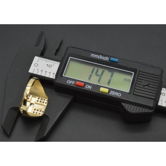 Real Solid 10K Yellow Gold Mens Square Cross  Ring 14.7mm ALL Sizes 4.0grams - Picture 3 of 5